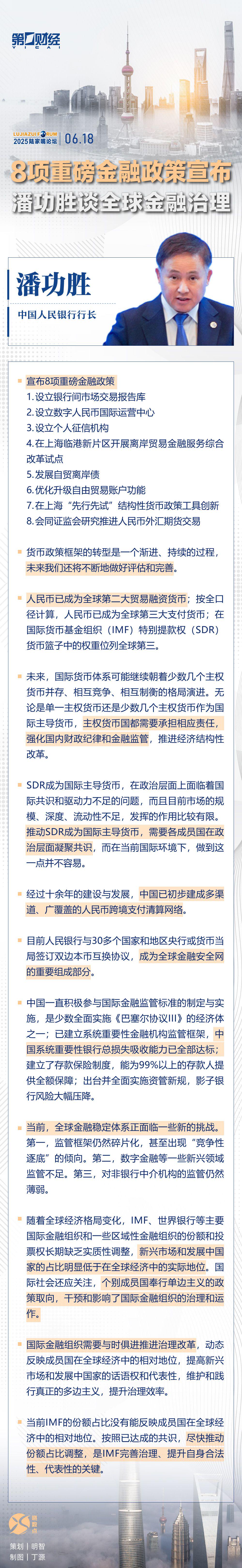 一图速览｜2025陆家嘴论坛上，央行行长潘功胜讲话释放哪些信号？